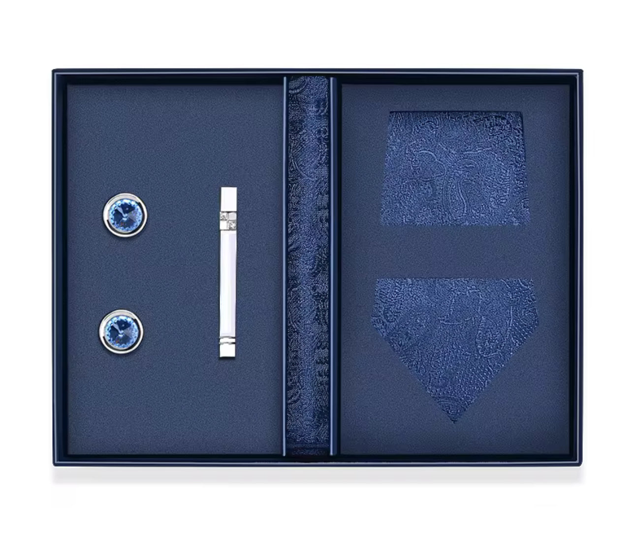 B's Closet Signature 4 Piece Tie Set with Cuff Links & Pocket Square