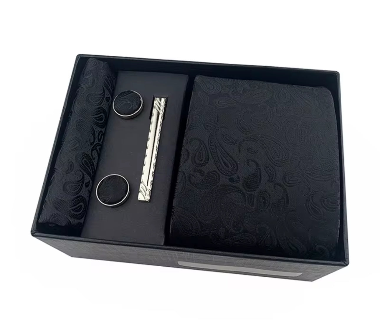 B's Closet Signature 4 Piece Tie Set with Cuff Links & Pocket Square