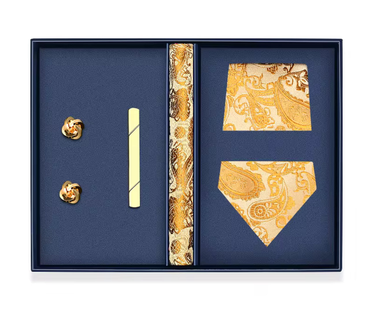 B's Closet Signature 4 Piece Tie Set with Cuff Links & Pocket Square