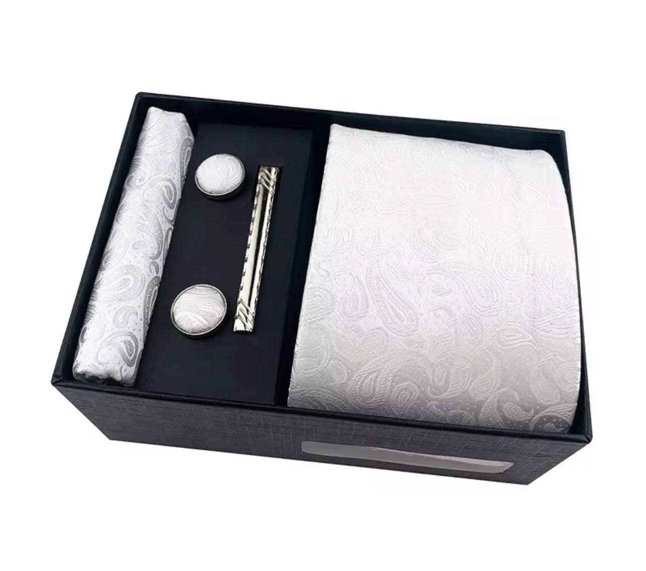 B's Closet Signature 4 Piece Tie Set with Cuff Links & Pocket Square