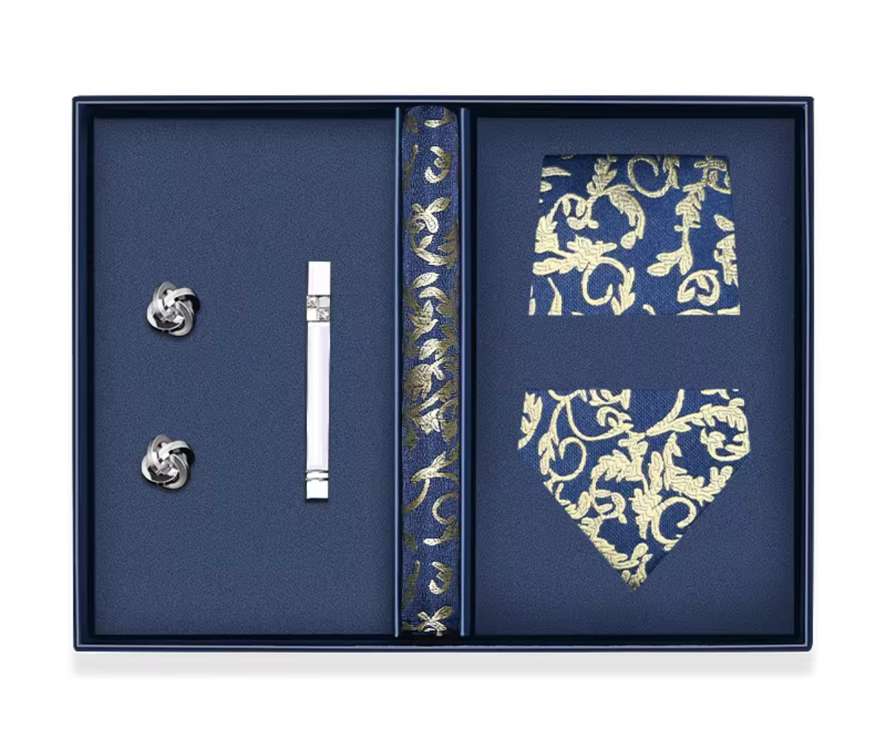 B's Closet Signature 4 Piece Tie Set with Cuff Links & Pocket Square