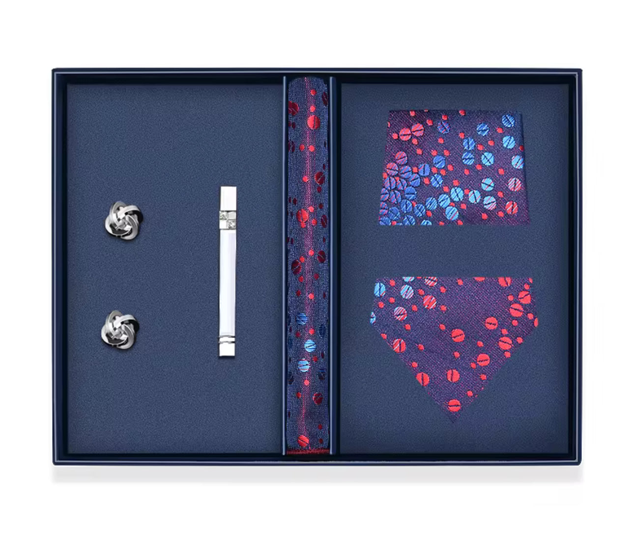 B's Closet Signature 4 Piece Tie Set with Cuff Links & Pocket Square