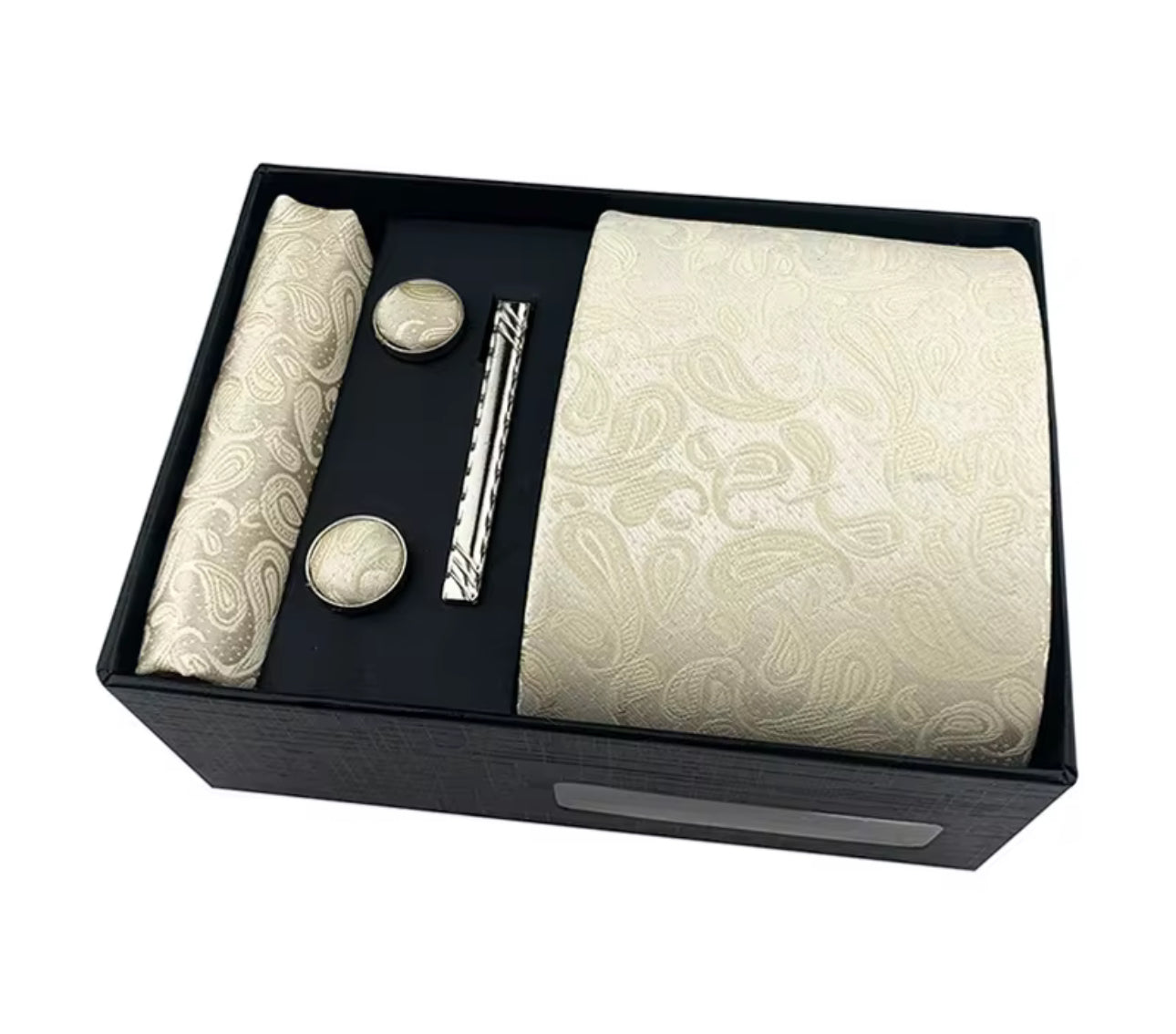 B's Closet Signature 4 Piece Tie Set with Cuff Links & Pocket Square
