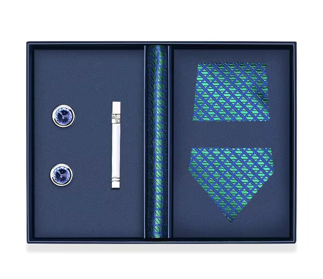 B's Closet Signature 4 Piece Tie Set with Cuff Links & Pocket Square