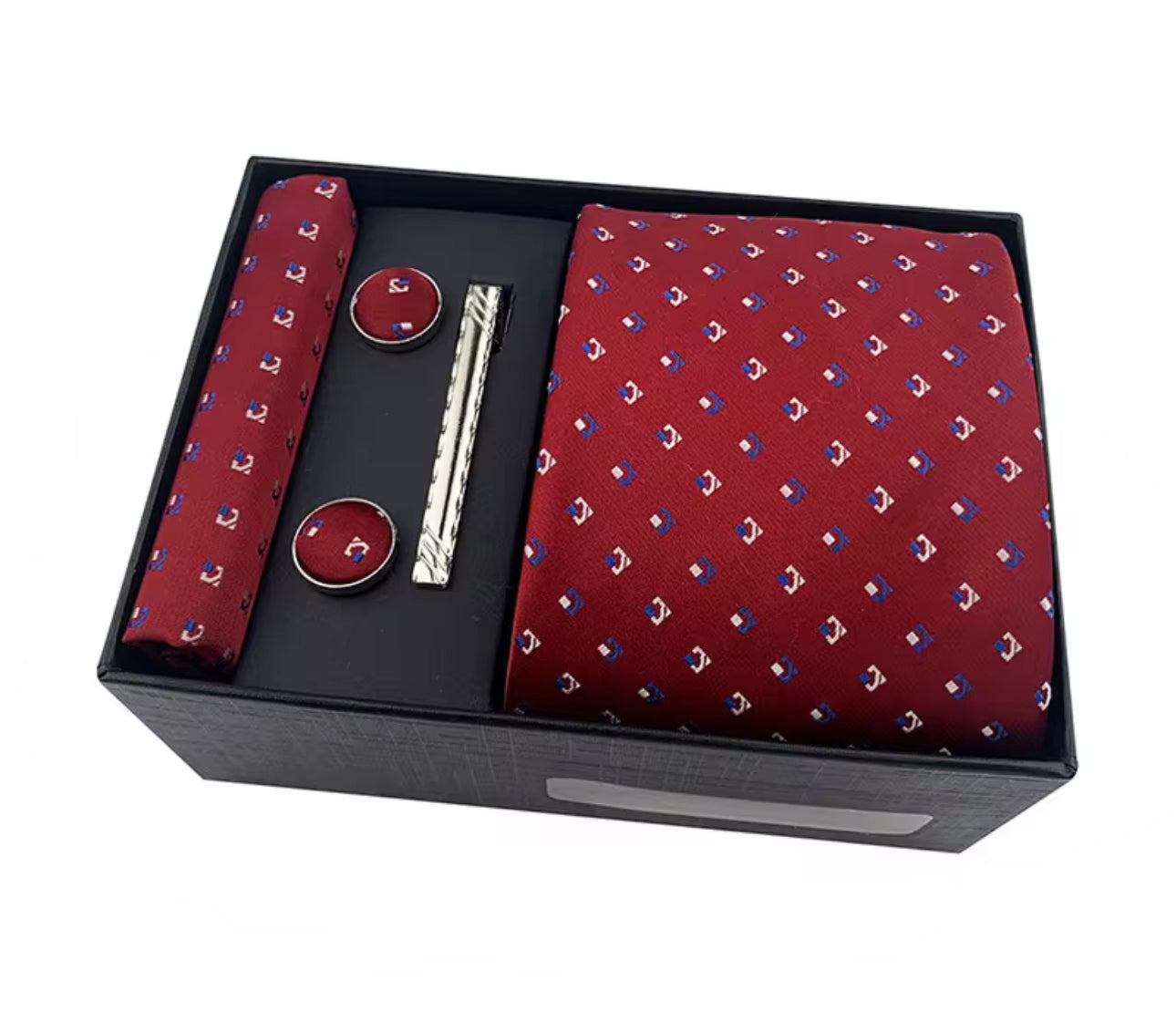 B's Closet Signature 4 Piece Tie Set with Cuff Links & Pocket Square