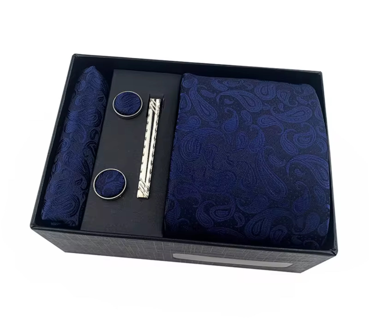 B's Closet Signature 4 Piece Tie Set with Cuff Links & Pocket Square