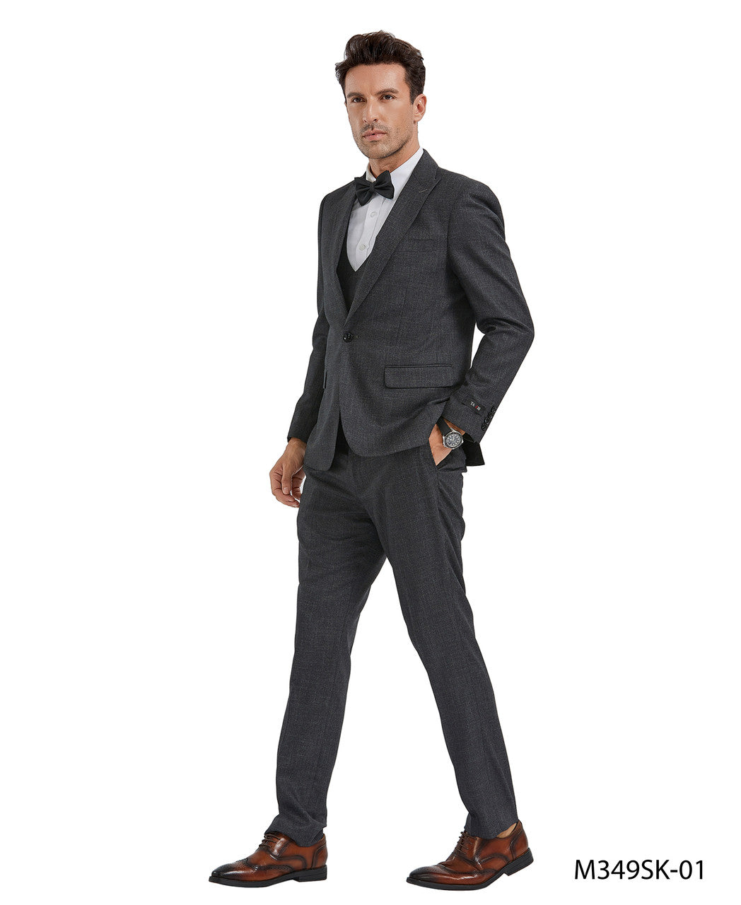 Tazzio M349SK Men’s 3-Piece Suit – Solid Textured