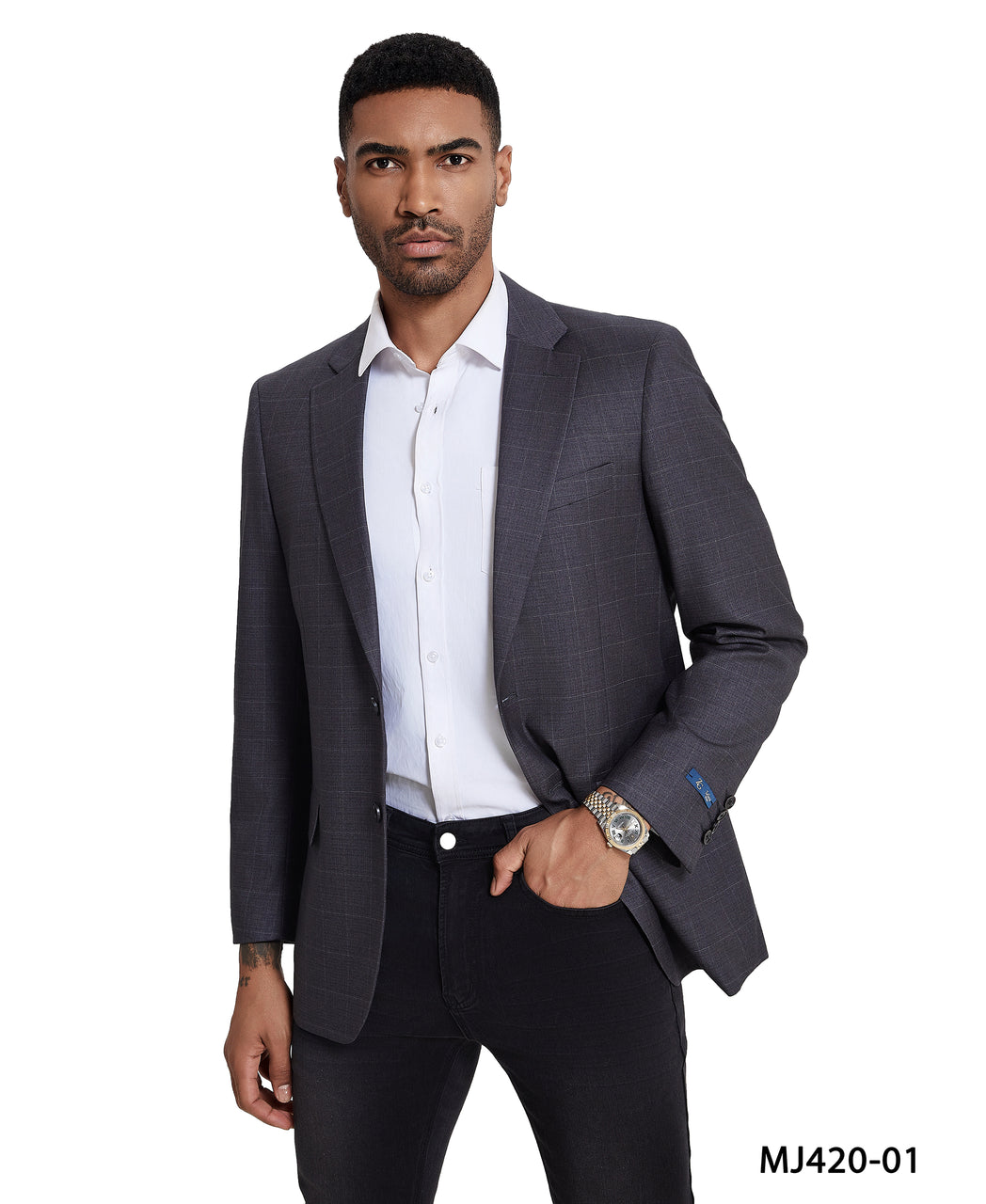 ZeGarie Windowpane Tailored-Fit Jacket