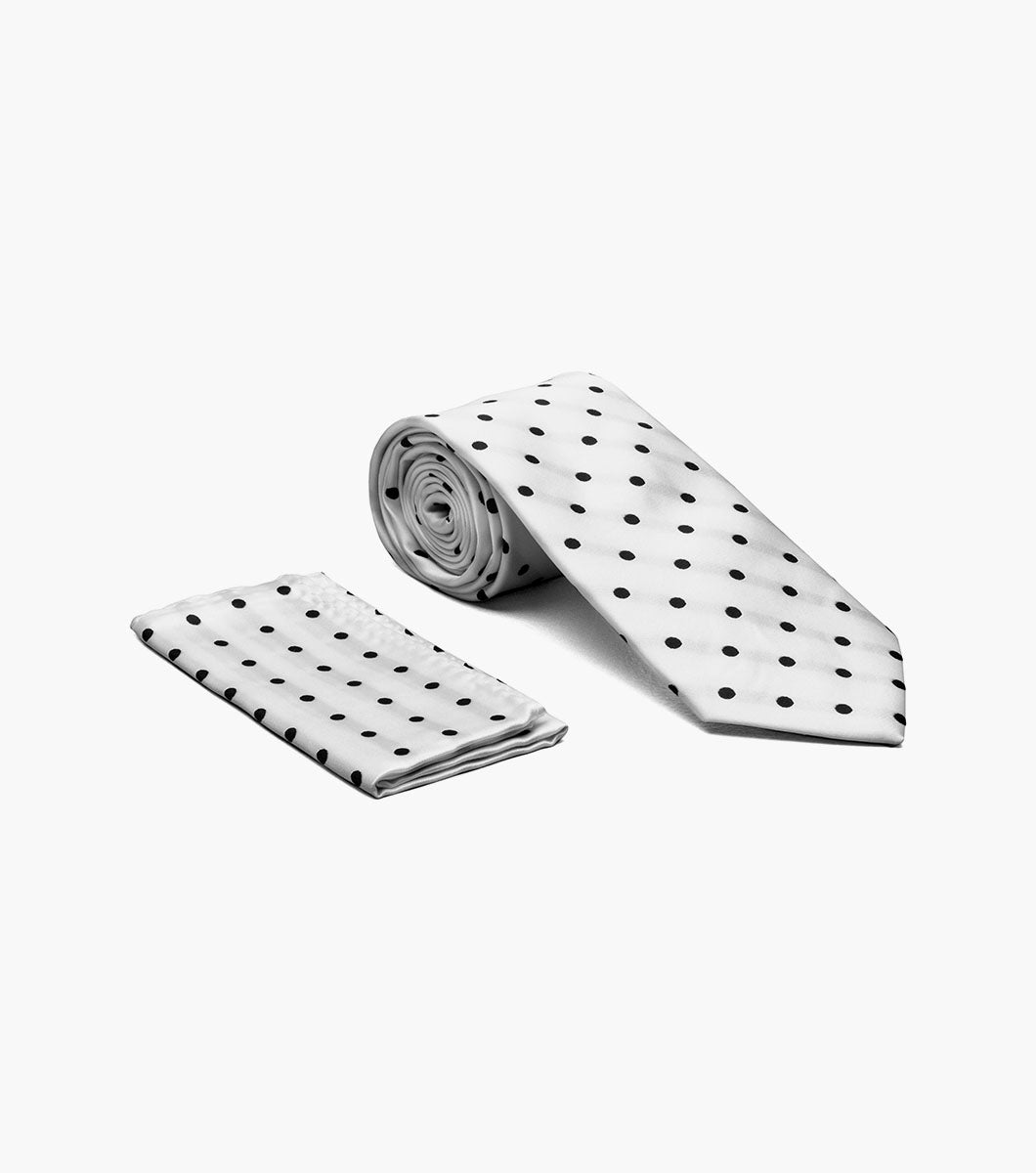 Stacy Adams Polka Dot Tie & Handkerchief Set