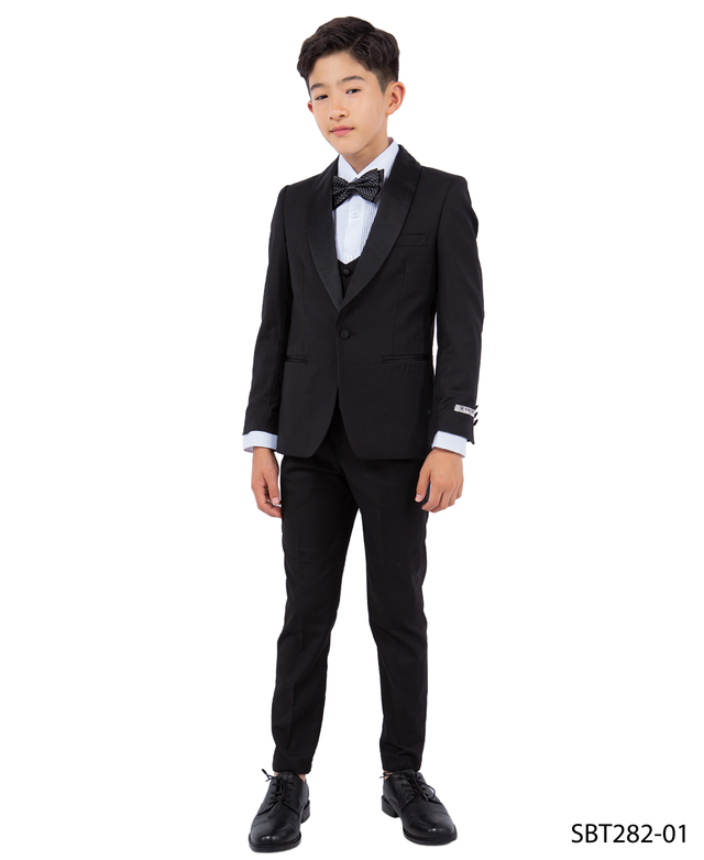 Stacy Adams Boys' 5-Piece Solid Tuxedo Set