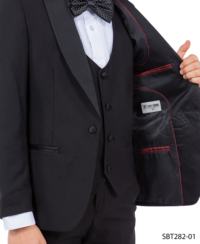 Stacy Adams Boys' 5-Piece Solid Tuxedo Set