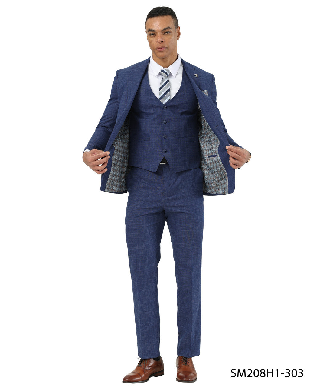 Stacy Adams Men’s 3-Piece Crosshatch Pattern Suit