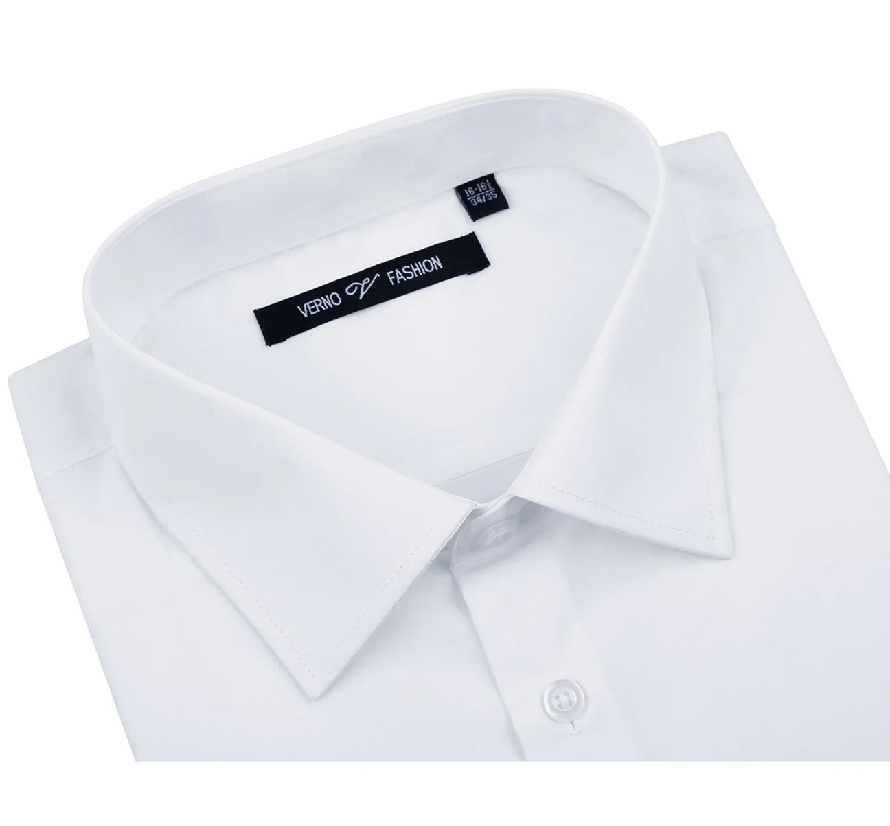 Men's Classic Fit Long Sleeve Spread Collar Dress Shirt - White
