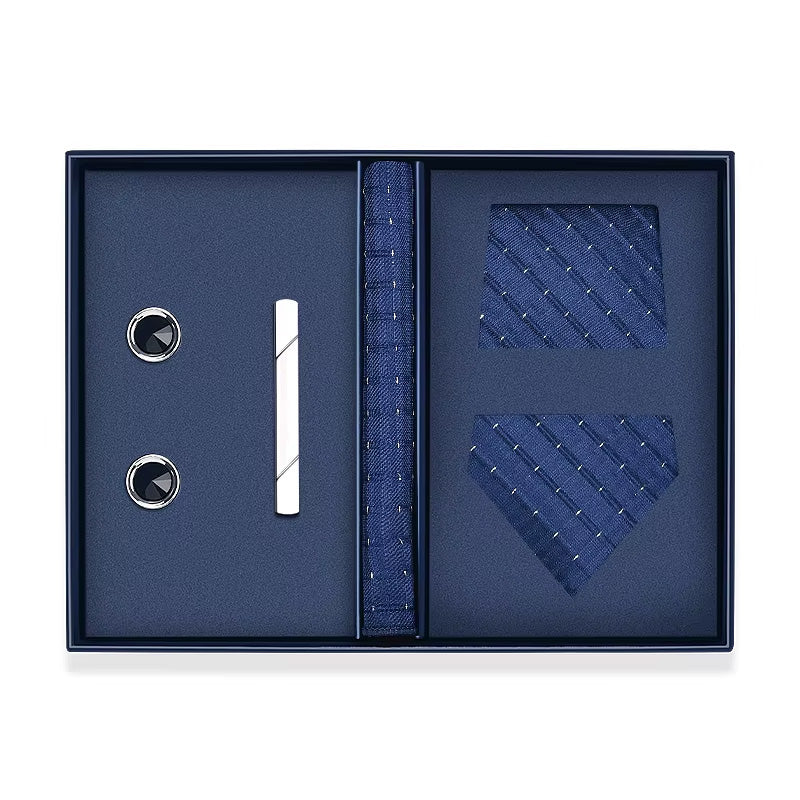 B's Closet Signature 4 Piece Tie Set with Cuff Links & Pocket Square