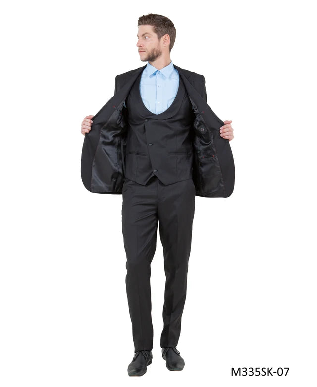 Tazzio Men’s 3-Piece Solid Textured Suit