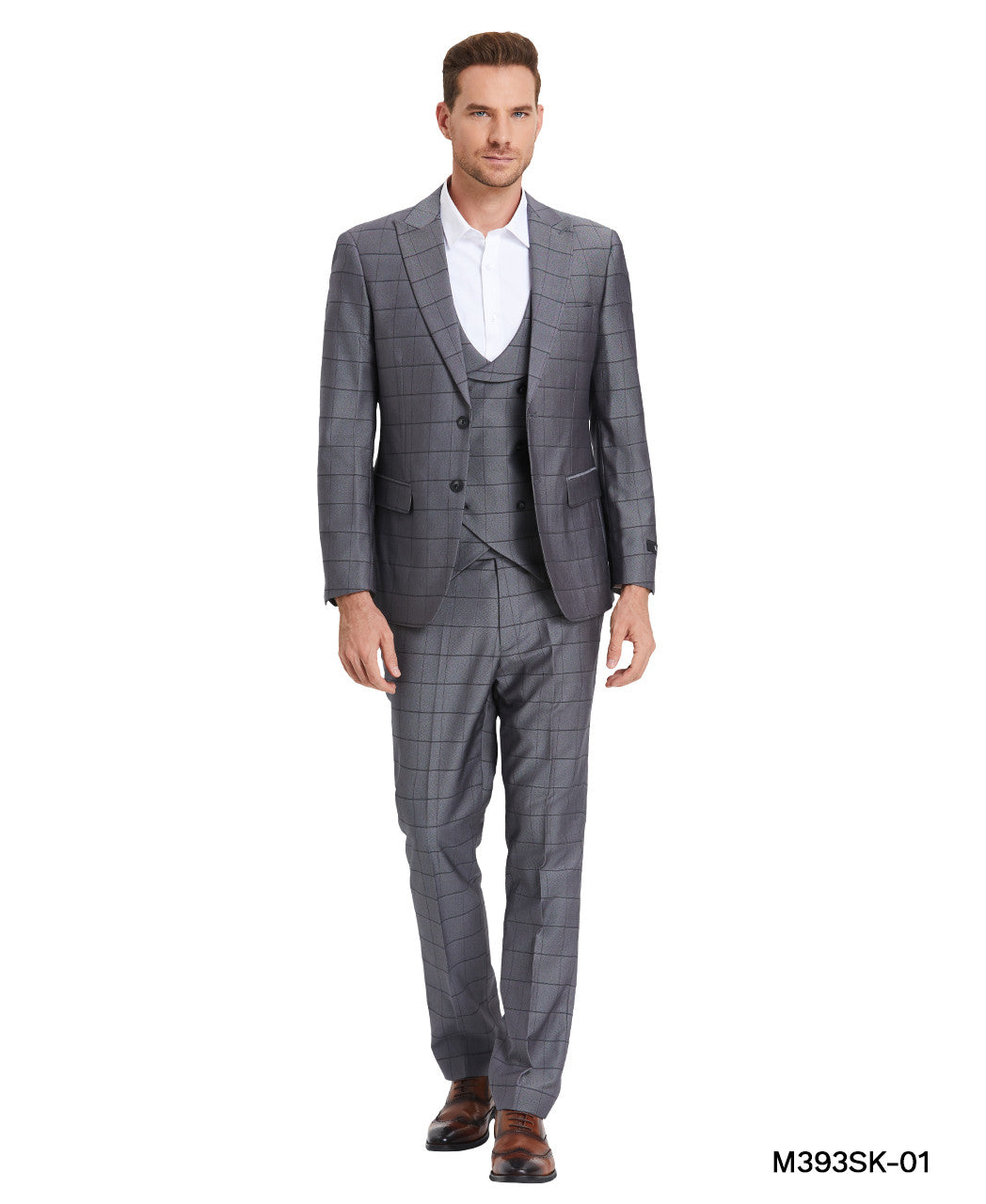 Tazzio Men’s 3-Piece Windowpane Suit