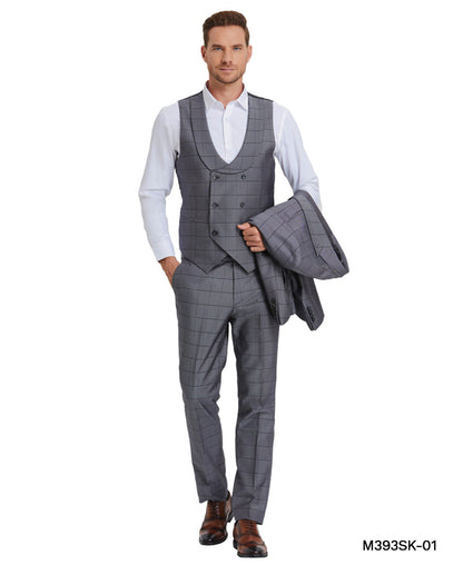 Tazzio Men’s 3-Piece Windowpane Suit