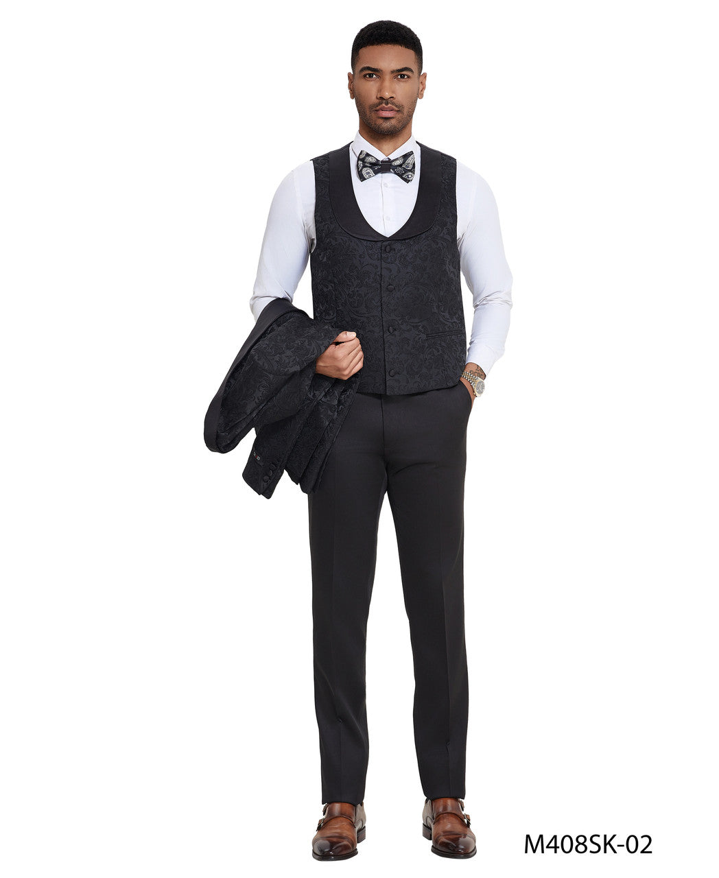 Tazzio Men’s 3-Piece Textured Paisley Tuxedo Suit