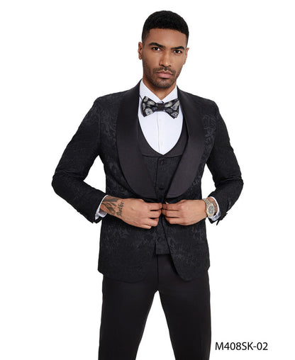 Tazzio Men’s 3-Piece Textured Paisley Tuxedo Suit
