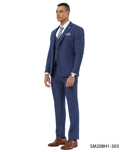 Stacy Adams Men’s 3-Piece Crosshatch Pattern Suit