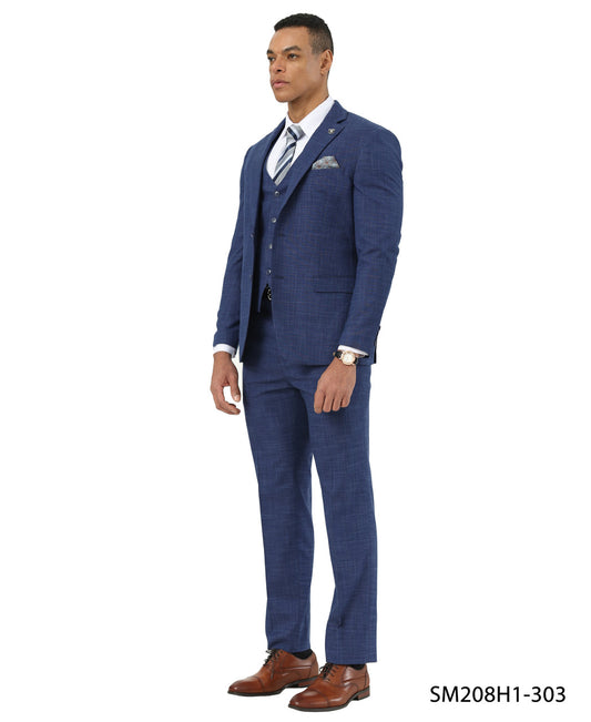 Stacy Adams Men’s 3-Piece Crosshatch Pattern Suit