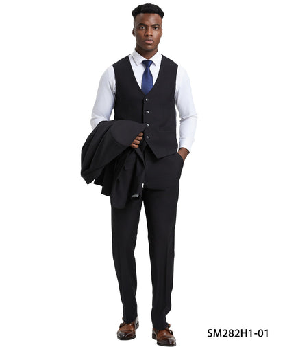 Stacy Adams (SM282H) Men's 3-Piece Solid Suit