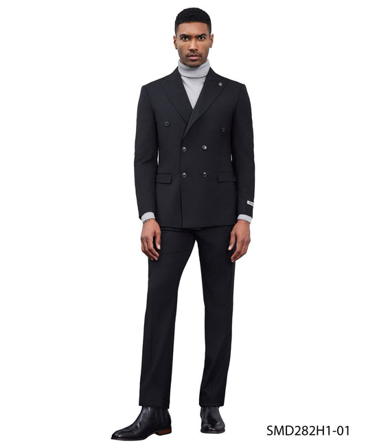 Stacy Adams Men’s Double-Breasted Suit – Hybrid Fit