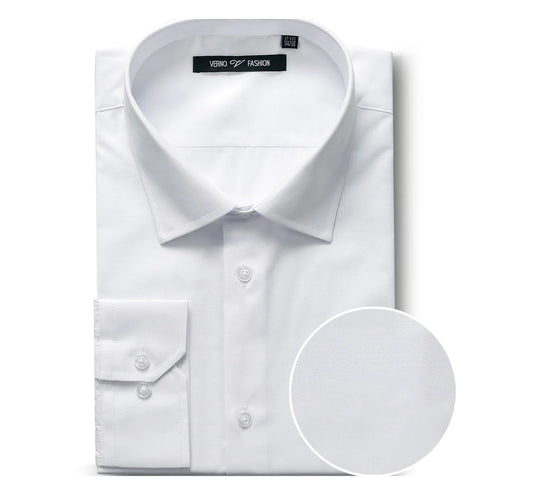 Men's Classic Fit Long Sleeve Spread Collar Dress Shirt - White