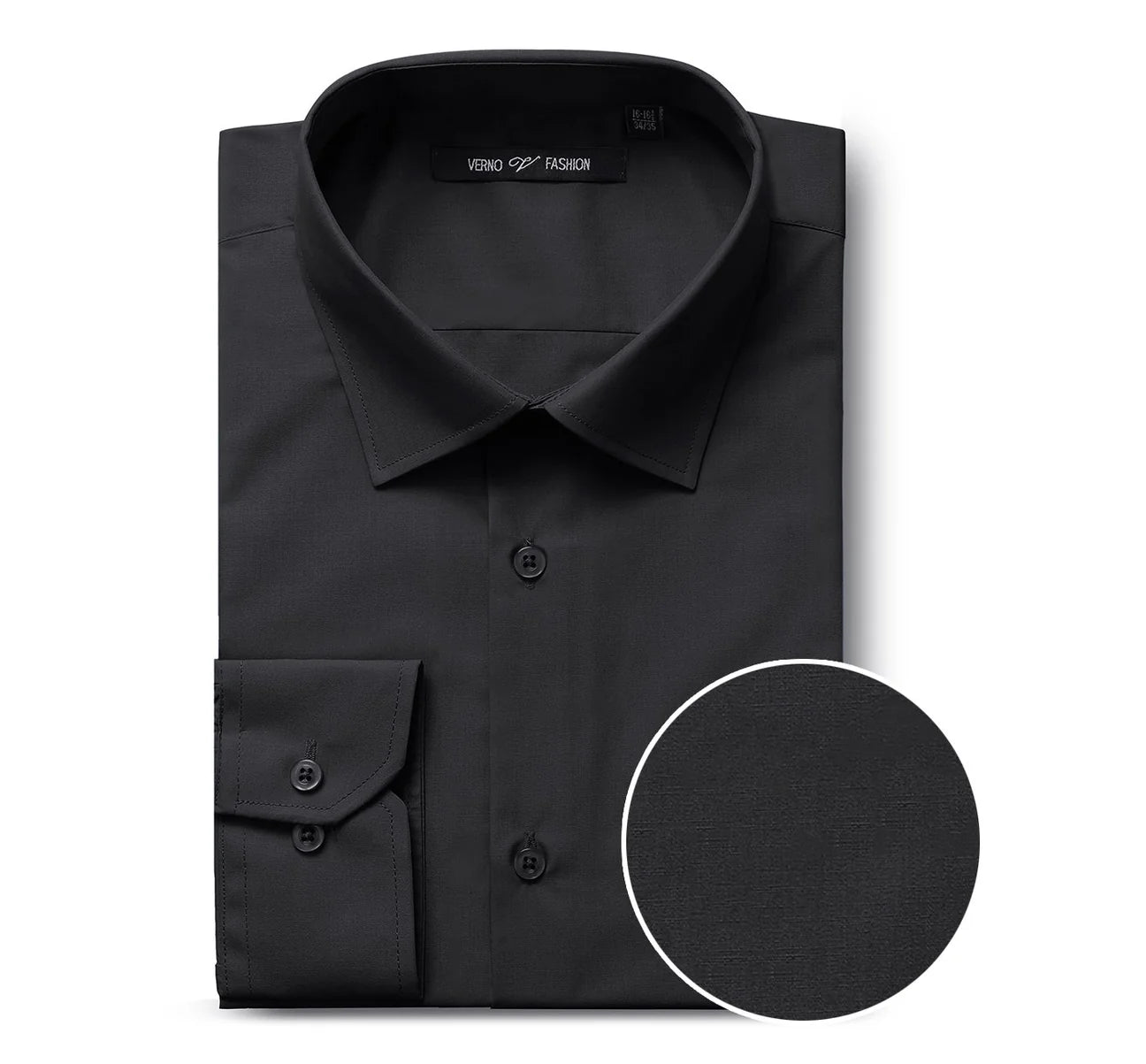 Men's Classic Fit Long Sleeve Spread Collar Dress Shirt - Black