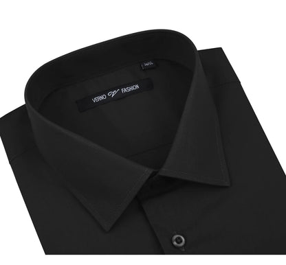 Men's Classic Fit Long Sleeve Spread Collar Dress Shirt - Black